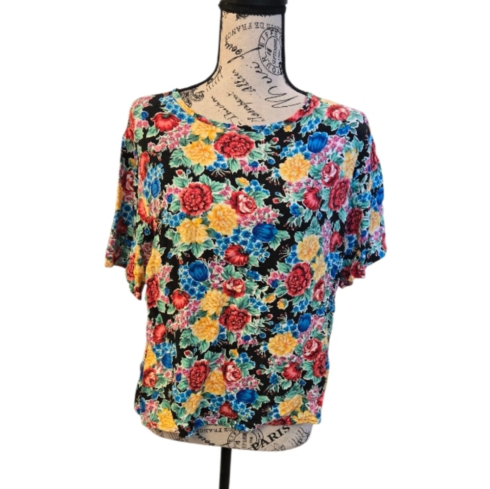 Sag Harbor Colorful Floral Blouse